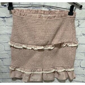 Free the Roses Smocked Textured Pink Tiered Mini Skirt Size Medium